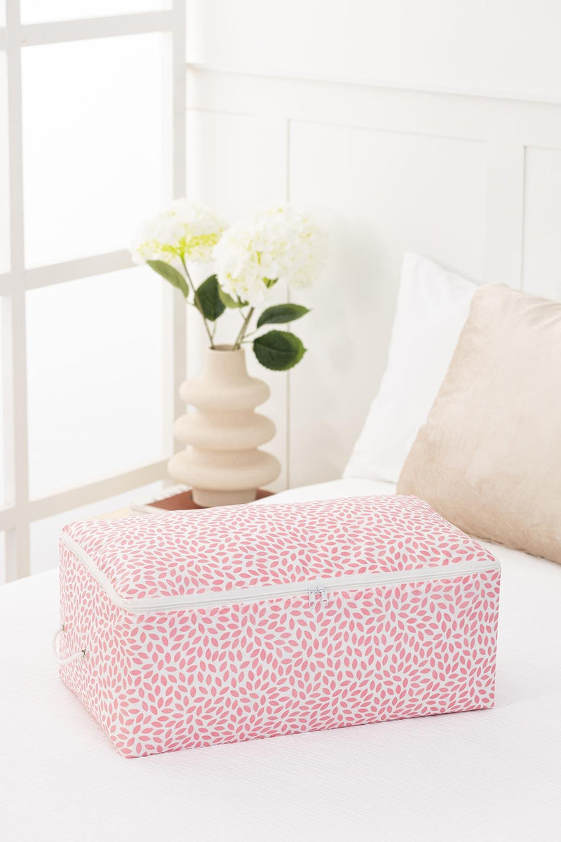 REKHOME Orta Boy Pudra Yaprak Baskılı Hurç / 52x28x21