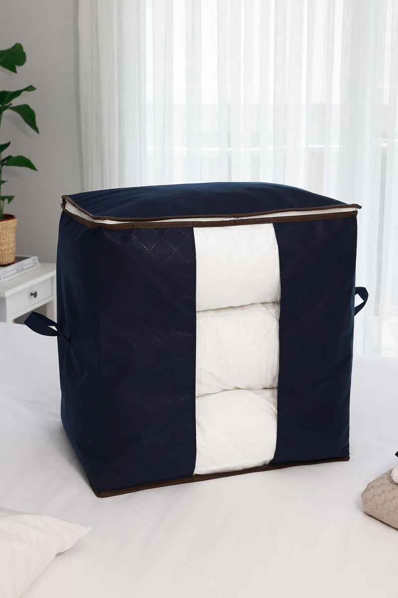 REKHOME Pencereli Lacivert Yastık Yorgan Kazak Hurcu / 50x50x36