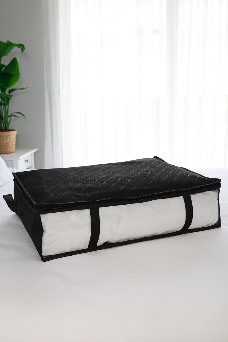 REKHOME Pencereli Siyah Baza Altı Yastık Yorgan Kazak Hurcu / 60x45x15