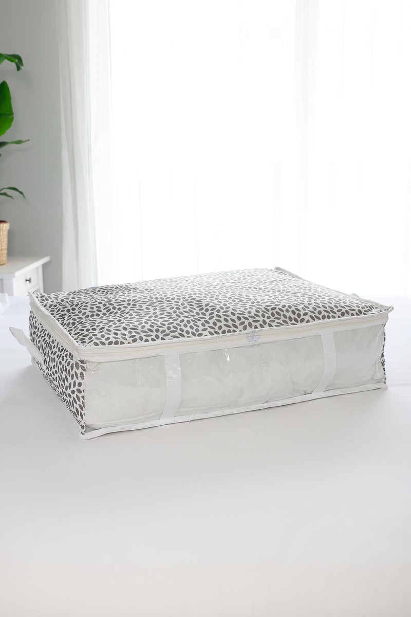 REKHOME Pencereli Yaprak Gri Baza Altı Yastık Yorgan Kazak Hurcu / 60x45x15