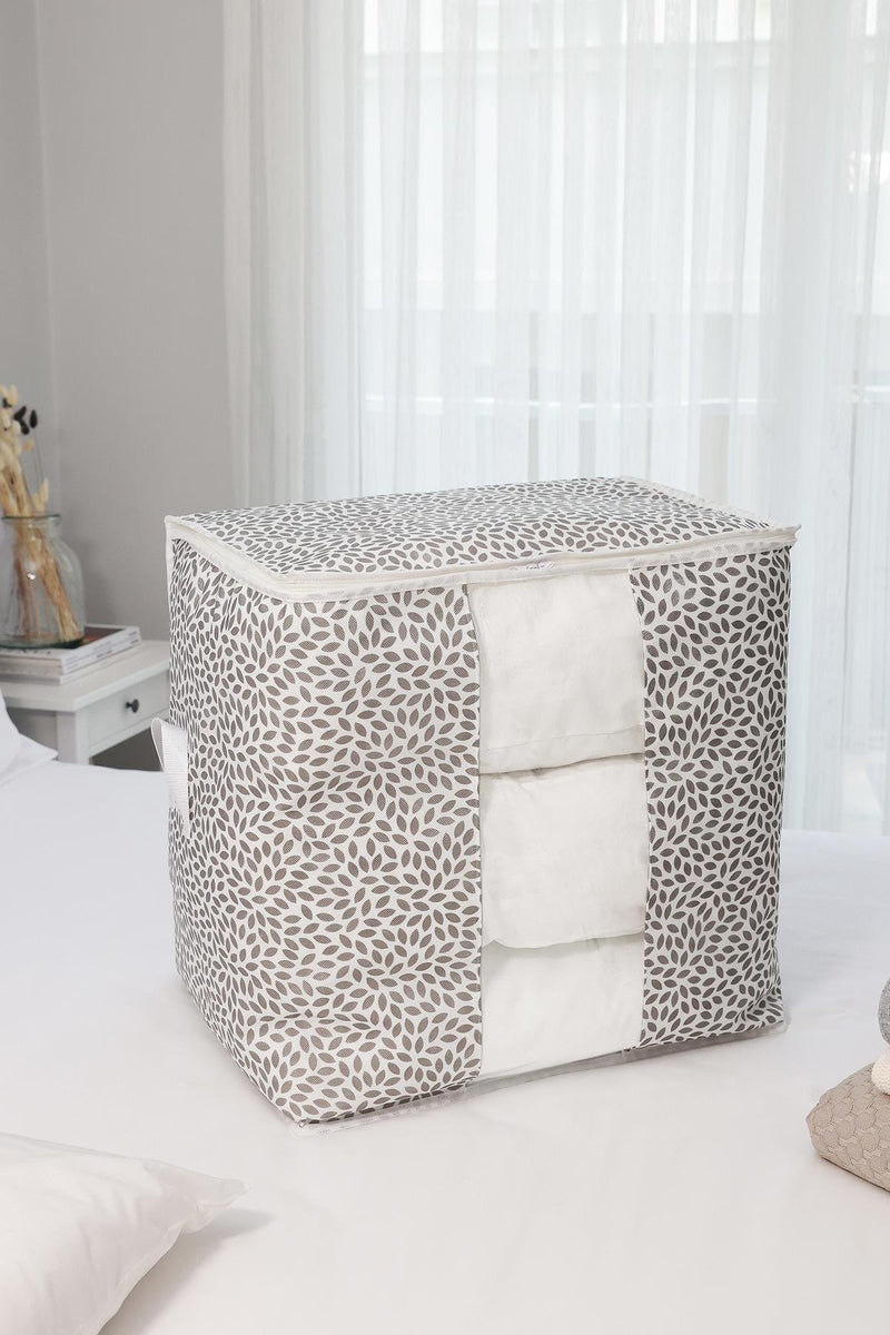 REKHOME Pencereli Yaprak Gri Yastık Yorgan Kazak Hurcu / 50x50x36