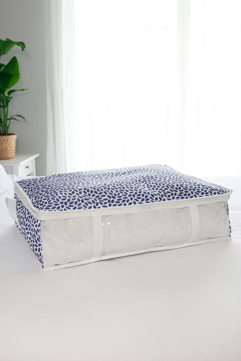 REKHOME Pencereli Yaprak Lacivert Baza Altı Yastık Yorgan Kazak Hurcu / 60x45x15