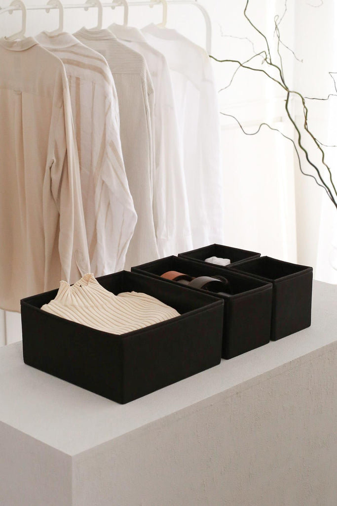 REKHOME Siyah Çekmece İçi Düzenleyici 4'lü Organizer Set