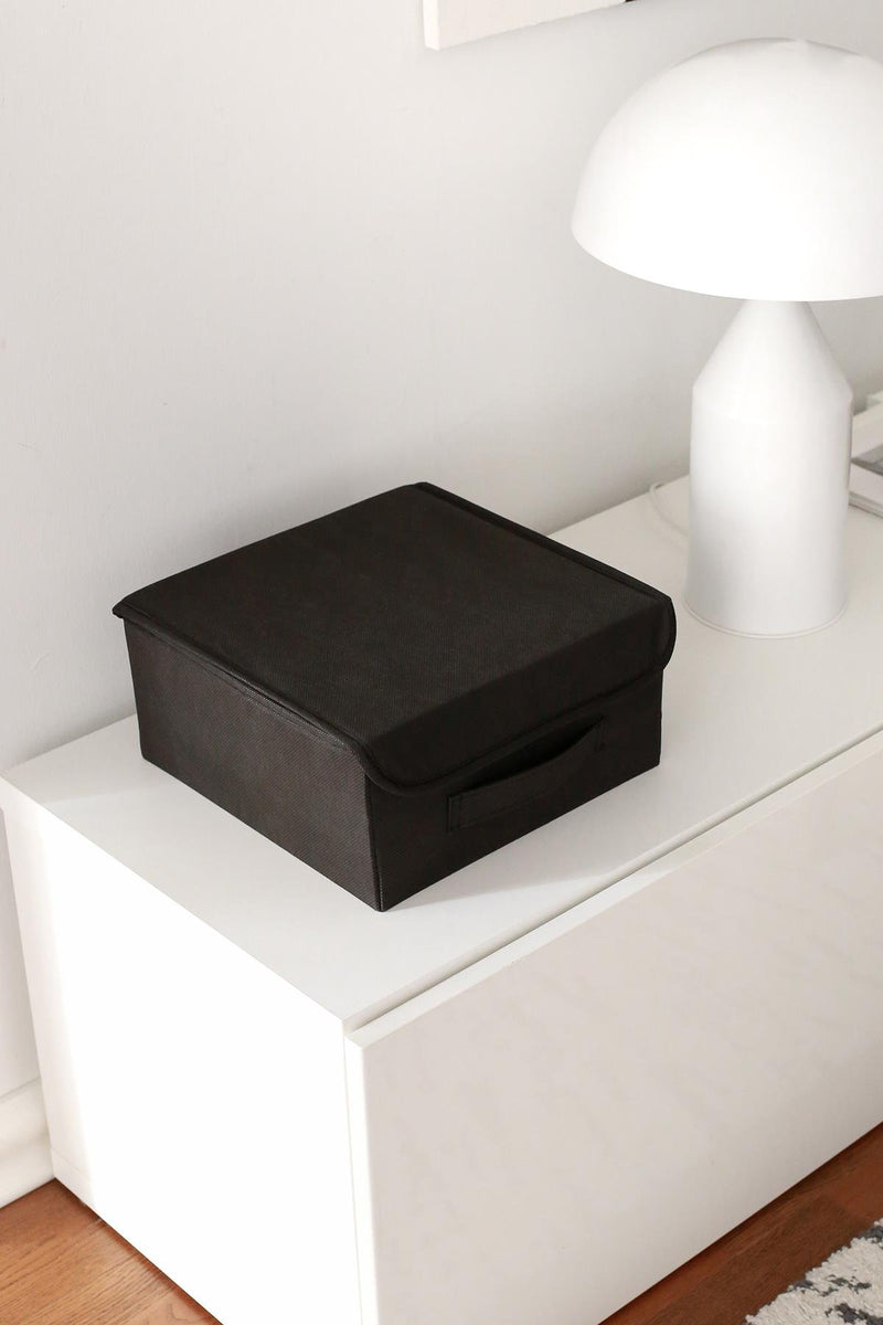 REKHOME Siyah Kapaklı Dolap Çekmece Içi Takı Makyaj Çamaşır Katlanır Saklama Kutusu Organizer