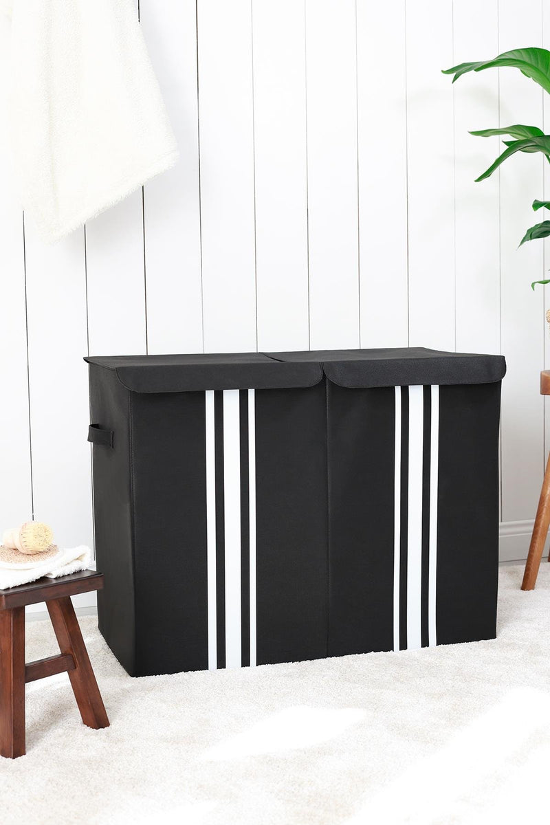 REKHOME Siyah Kapaklı Katlanır Kirli Çamaşır Çocuk Odası Oyuncak Düzenleyici Saklama Kutusu Sepet