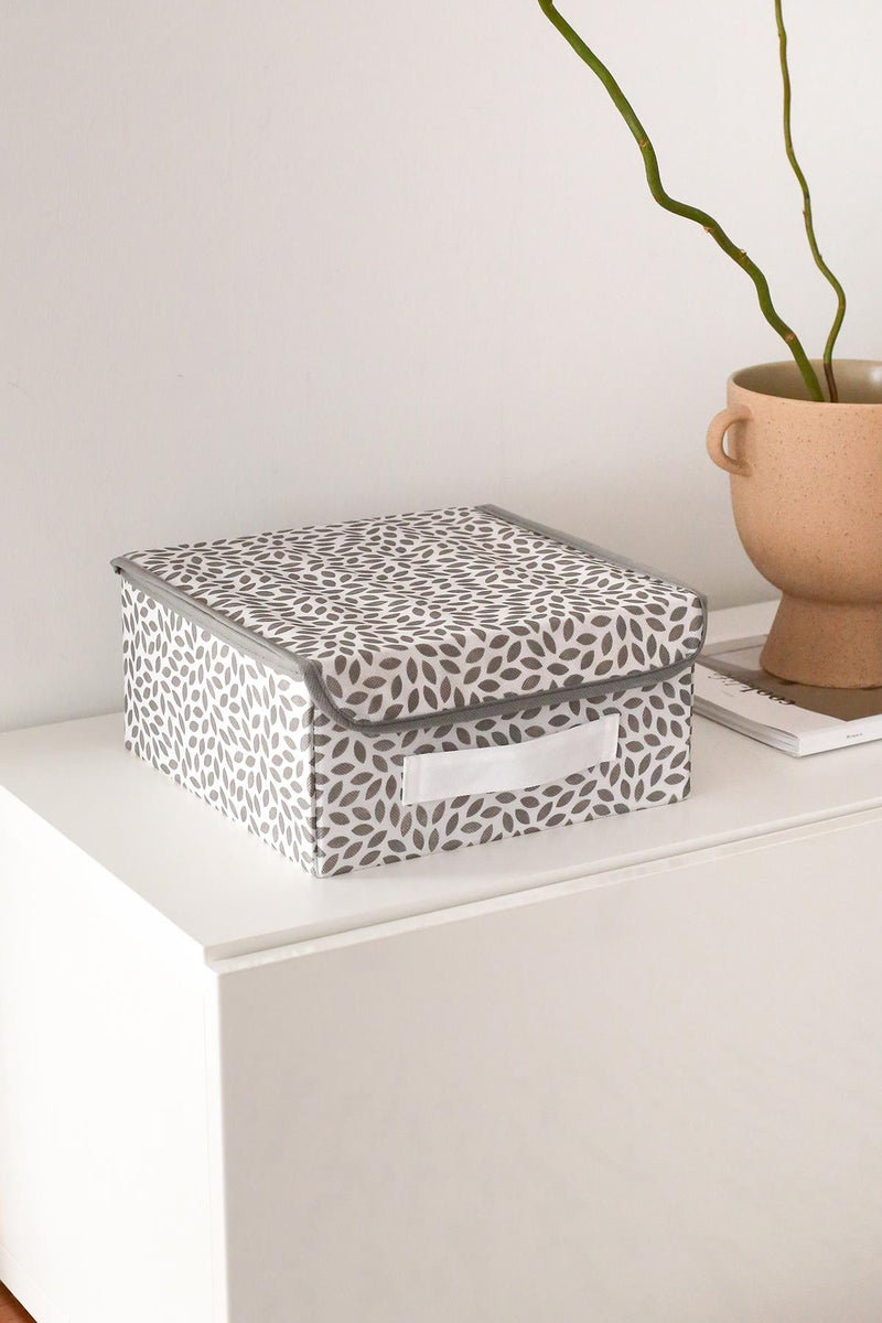 REKHOME Yaprak Gri Kapaklı Dolap Çekmece Içi Takı Makyaj Çamaşır Katlanır Saklama Kutusu Organizer